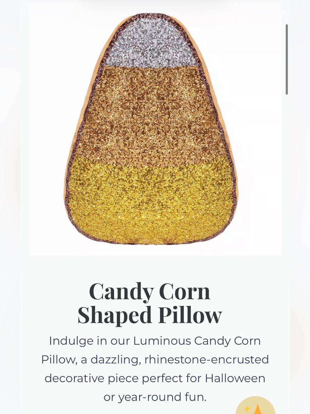 Sparkles Candy Corn rhinestone pillow